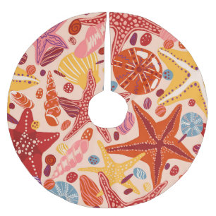 Scandinavian Summer Sea: Starfish Pattern Brushed Polyester Tree Skirt
