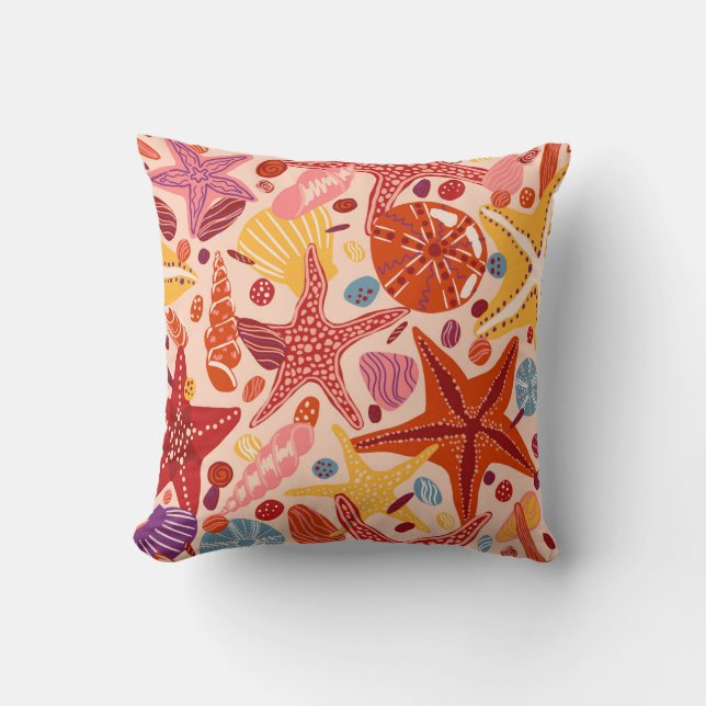 Scandinavian Summer Sea: Starfish Pattern Cushion (Front)