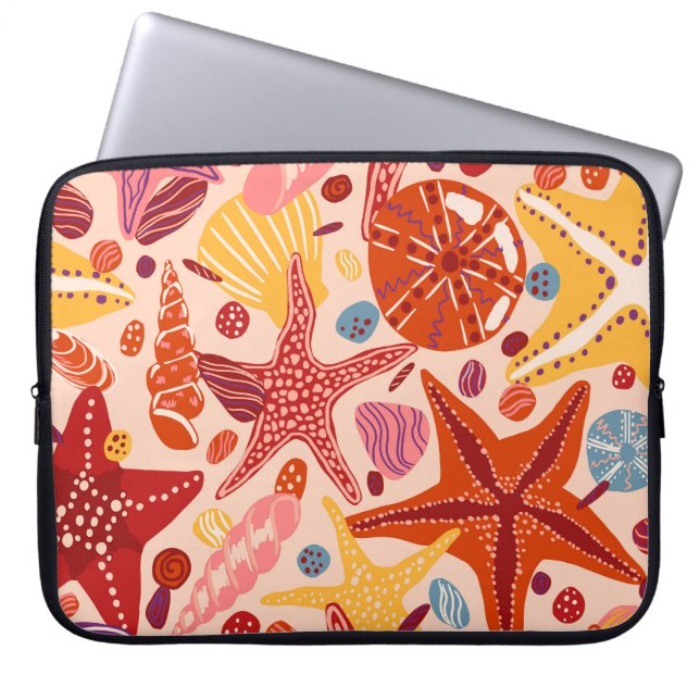 Scandinavian Summer Sea: Starfish Pattern Laptop Sleeve (Front)