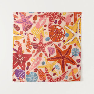 Scandinavian Summer Sea: Starfish Pattern Tapestry