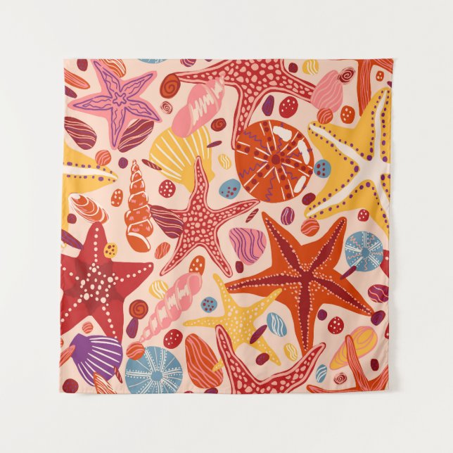 Scandinavian Summer Sea: Starfish Pattern Tapestry (Front)