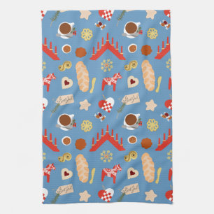 Scandinavian/Swedish Jul Christmas pastries design Tea Towel