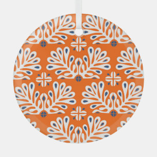 Scandinavian Tradition: Ethnic Floral Mosaic. Glass Tree Decoration