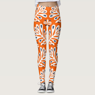 Scandinavian Tradition: Ethnic Floral Mosaic. Leggings