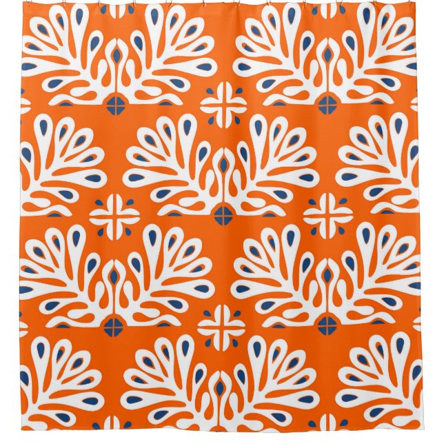 Scandinavian Tradition: Ethnic Floral Mosaic. Shower Curtain (Front)