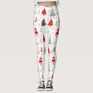Scandinavian Tree Pattern Festive Christmas Leggings