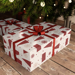 Scandinavian Trees and Snowflakes Winter Christmas Wrapping Paper