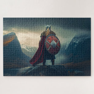 Scandinavian Viking in Chain Mail Viewing Fjord AI Jigsaw Puzzle