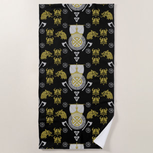 Scandinavian Viking Norsemen Home Decor Beach Towel
