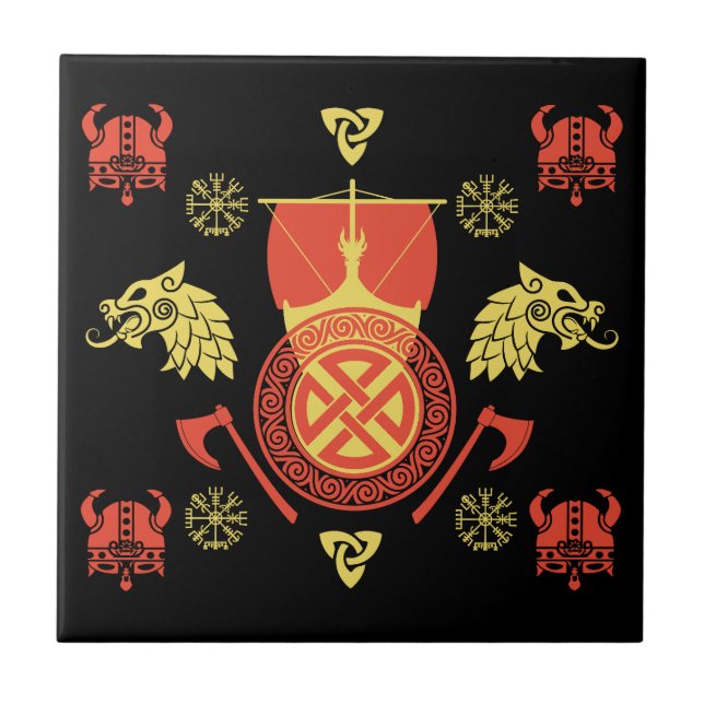 Scandinavian Viking Norsemen Home Decor Ceramic Tile (Front)