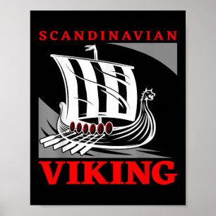 Scandinavian Viking Ship Dragon Boat Drakkar Thor Poster