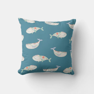 Scandinavian whale, sea animals pattern cushion