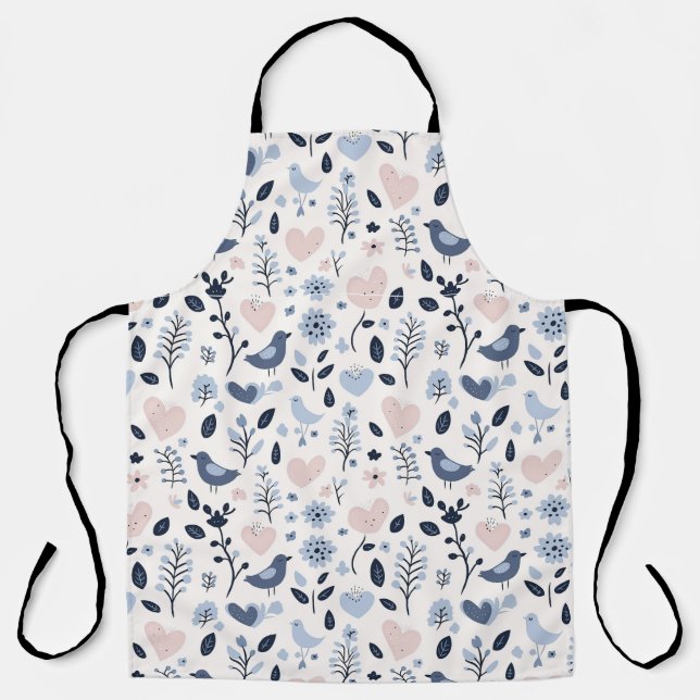 Scandinavian Whimsical Birds Apron (Front)