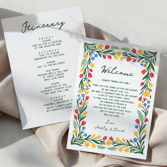 Scandinavian Wildflower Wedding Letter & Itinerary Program (Creator Uploaded)