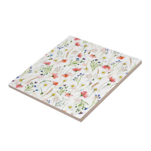 Scandinavian Wildflowers Meadow Ceramic Tile