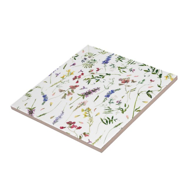 Scandinavian Wildflowers Meadow Ceramic Tile (Side)