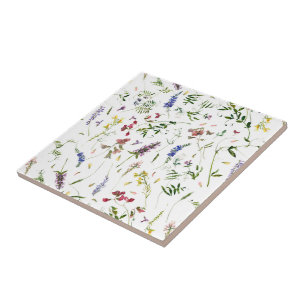 Scandinavian Wildflowers Meadow Ceramic Tile