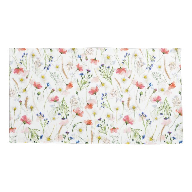Scandinavian Wildflowers Meadow Pillowcase (Back)
