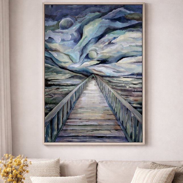 Scandinavian Winter Boardwalk Under Moonlight  Poster (Creator Uploaded)