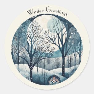 Scandinavian Winter, customisable Classic Round Sticker