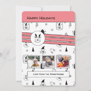 Scandinavian Winter Doodles Photo Christmas Holiday Card
