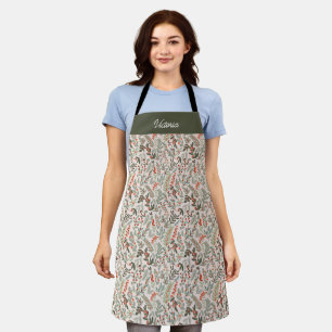 Scandinavian Winter Floral and Berry Holiday Apron