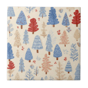 Scandinavian Winter Forest Pattern (1) Ceramic Tile