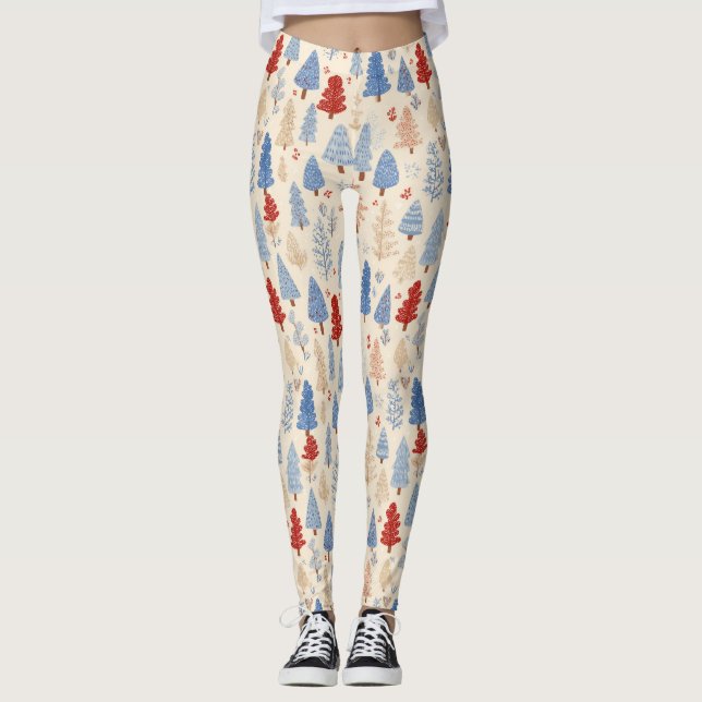 Scandinavian Winter Forest Pattern (1) Leggings (Front)