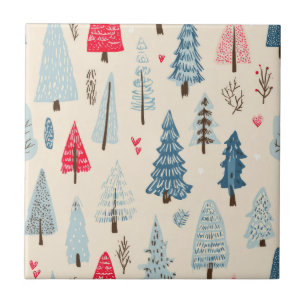 Scandinavian Winter Forest Pattern (2) Ceramic Tile