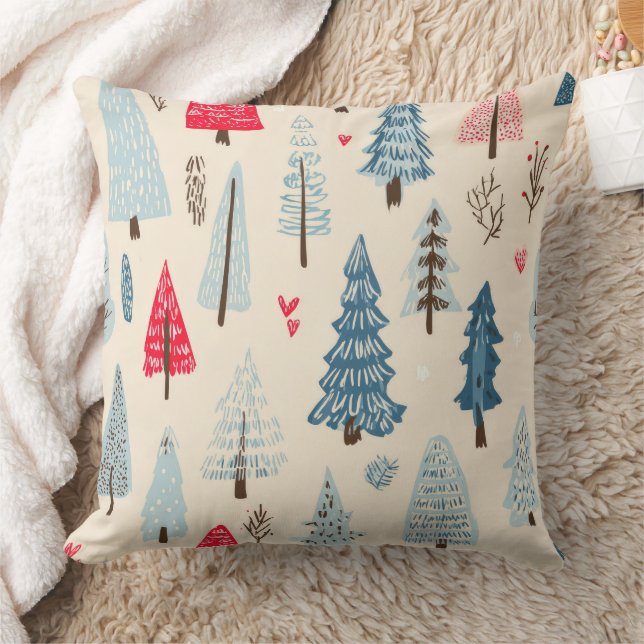 Scandinavian Winter Forest Pattern (2) Cushion (Blanket)