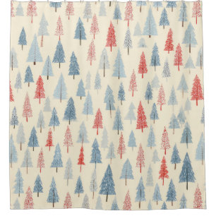 Scandinavian Winter Forest Pattern (3) Shower Curtain