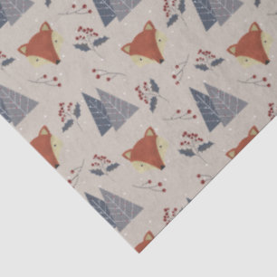Scandinavian Winter Fox & Holly Forest  Tissue Paper