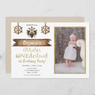 Scandinavian Winter ONE Derland 1 1st Birthday  Invitation