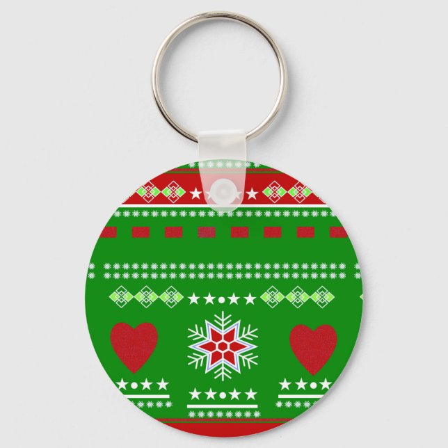 Scandinavian Winter Scene Key Ring (Front)