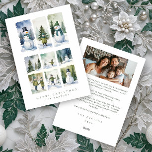 Scandinavian Winter Scene Snowmen Snowy Forest Holiday Card