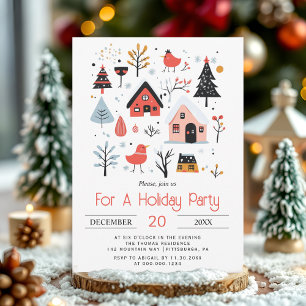 Scandinavian winter sceney Christmas holiday  Invitation