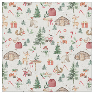 Scandinavian Winter wonderland woodland Christmas Fabric