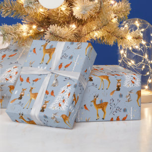 Scandinavian Woodland Animals Christmas Holiday Wrapping Paper