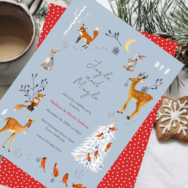Scandinavian Woodland Animals Christmas Party Invitation (Scandinavian Woodland Animals Christmas Party Invitation)