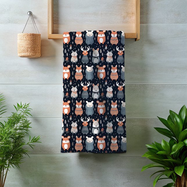 Scandinavian Woodland Animals Christmas winter Bath Towel Set (Creator Uploaded)