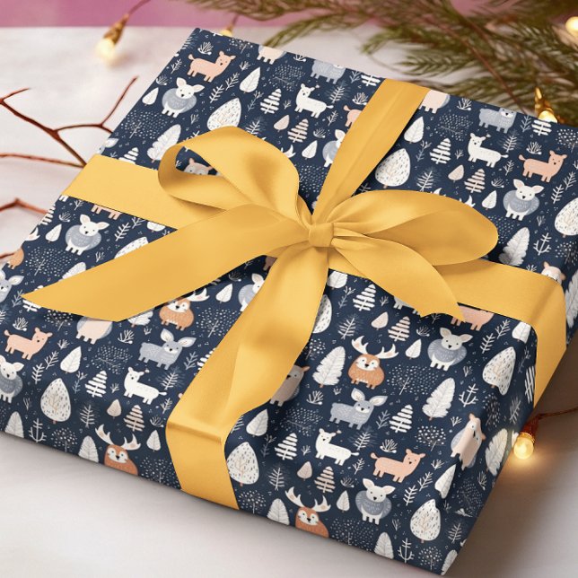 Scandinavian Woodland Animals Christmas winter Wrapping Paper (Creator Uploaded)