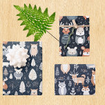 Scandinavian Woodland Animals Christmas winter Wrapping Paper Sheet<br><div class="desc">This design may be personalised by choosing the Edit Design option. You may also transfer onto other items. Contact me at colorflowcreations@gmail.com or use the chat option at the top of the page if you wish to have this design on another product or need assistance with this design. See more...</div>
