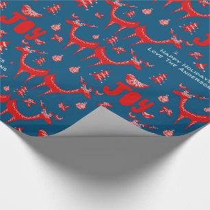 Scandinavian Woodland Deer Winter Xmas Folk Art Wrapping Paper