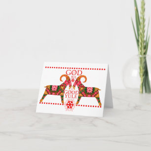 Scandinavian Xmas Jul Bock Folded Greeting Card