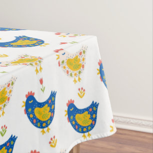 Scandinavian Yellow & Blue Funny Chicks Easter Tablecloth