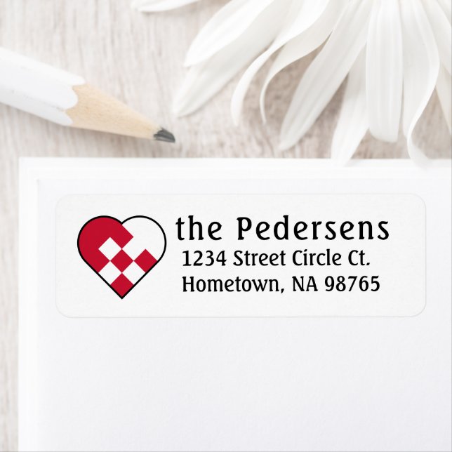 Scandinavian Yule Heart - Personalised Return Address Label (Insitu)
