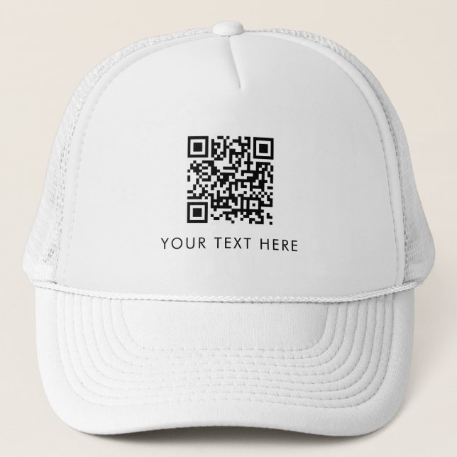 Scannable Business Website QR Code Text Employee  Trucker Hat (Front)