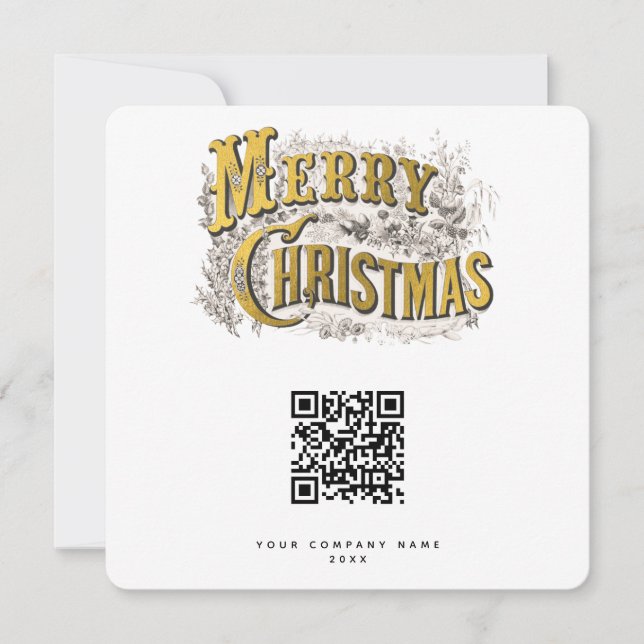 Scannable Christmas Corporate Business QR Code Holiday Card (Front)