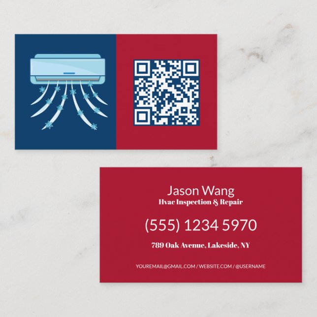 Scannable QR Air Conditioning HVAC Business Card (Front/Back)