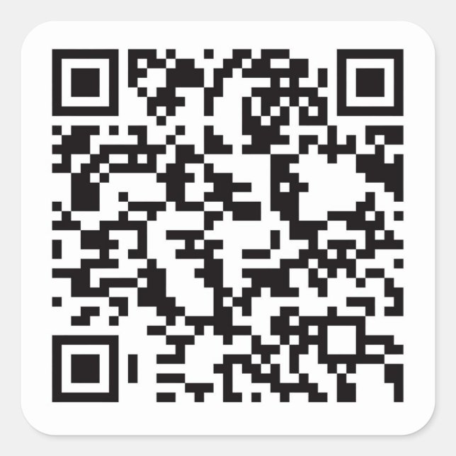 Scannable QR Bar code Square Sticker (Front)